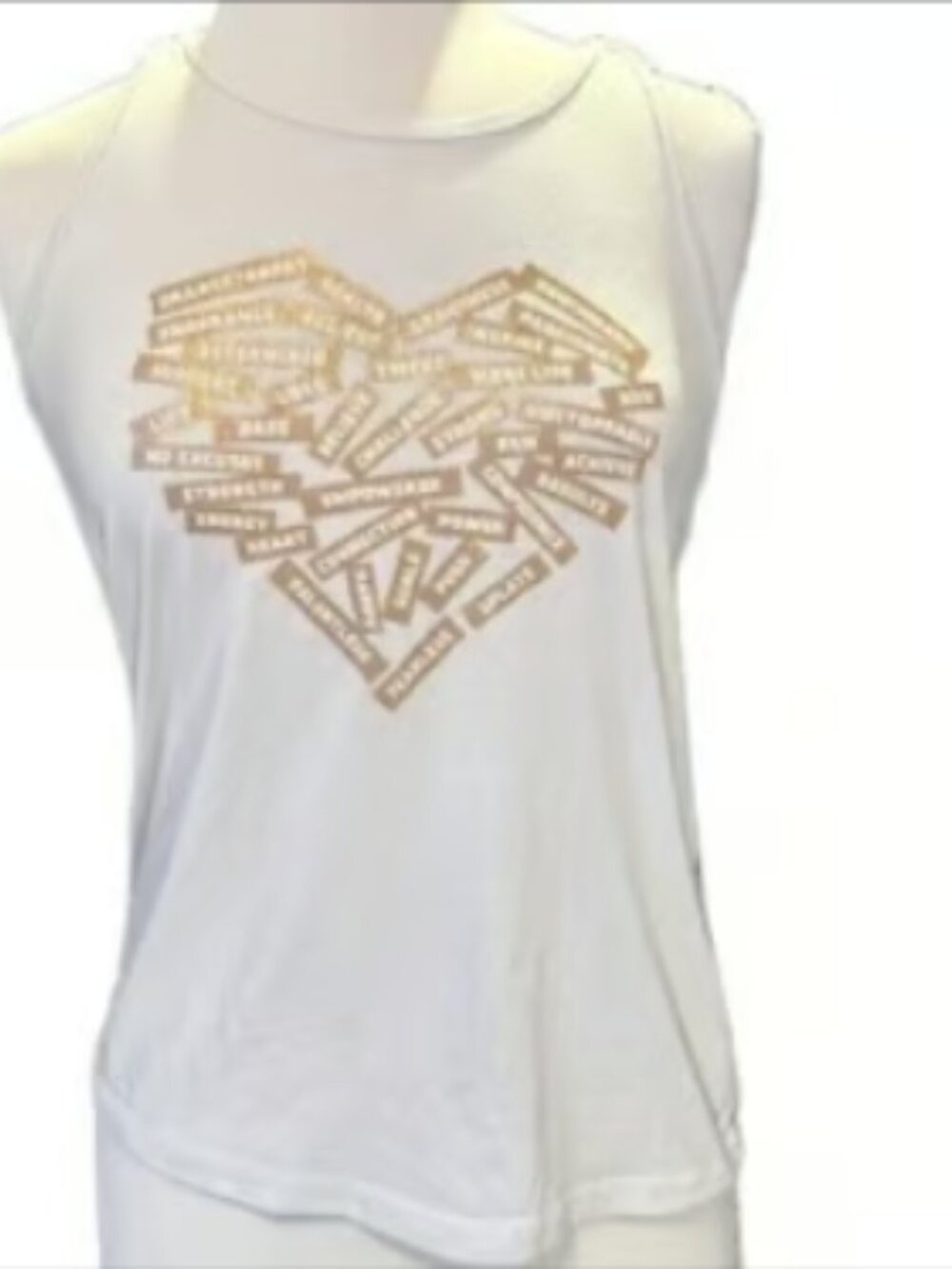 Orange Theory White Gold Tank Postive Quotes Racerback Halter Top Gym Relaxed XS